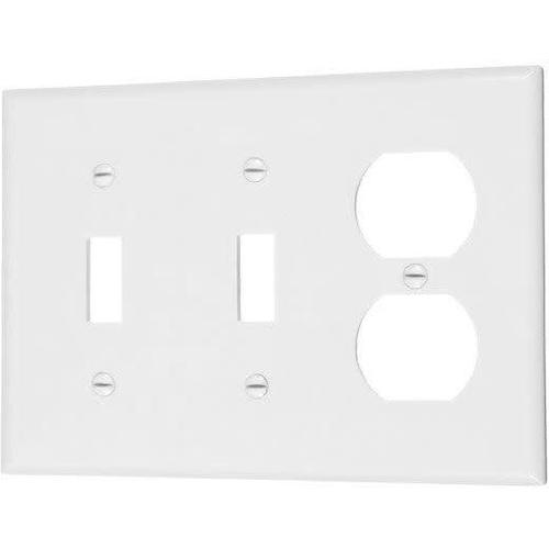 COMBO 2 TOGGLE SWITCH & 1 DUPLEX OUTLET - WHITE-VISTA-VISTA-Default-Covalin Electrical Supply