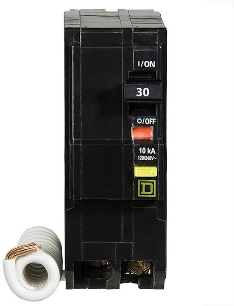 SQUARE D MINI CIRCUIT BREAKER 30A 2 POLE COMBINATION GROUND FAULT PIG TAIL PLUG IN MOUNT QO230GFI TYPE QO