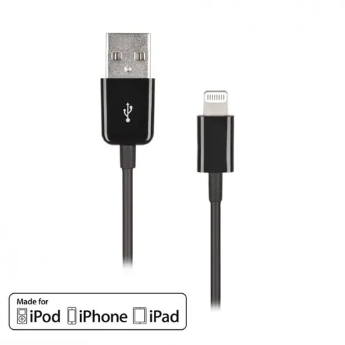 TECHCRAFT 6' USB 2.0 LIGHTNING CABLE FOR IPHONE / IPAD - MALE/MALE - BLACK
