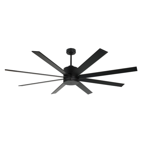 BANVIL 68" 8 BLADE BLACK DC CEILING FAN WITH REMOTE CONTROL, 10" DOWNROD, UL 507 INDOOR/OUTDOOR RATED