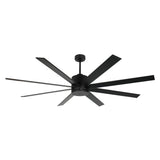 BANVIL 68" 8 BLADE BLACK DC CEILING FAN WITH REMOTE CONTROL, 10" DOWNROD, UL 507 INDOOR/OUTDOOR RATED