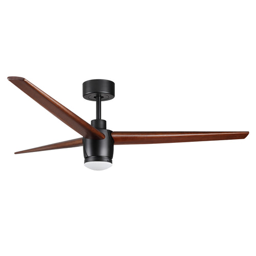 BANVIL DESIGNER SERIES DRIFT 52" DC BLACK FAN WITH 3 WOODEN WALNUT BLADES, LIGHT, LIGHT DELETE COVER & REMOTE INCLUDED