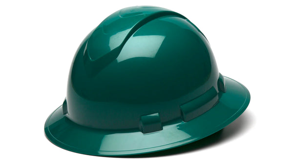 RIDGELINE® 4-POINT RATCHET FULL BRIM HARD HAT - GREEN