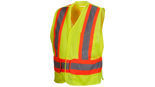 RCA27 SERIES HI-VIS LIME VEST WITH CONTRASTING REFLECTIVE TAPE - 2XL TO 5XL