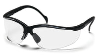 VENTURE II® HALF FRAME SAFETY GLASSES - BLACK FRAME/CLEAR NO ANTI-FOG