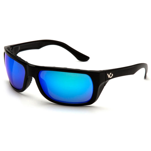 VALLEJO® BLACK FULL FRAME SAFTEY GLASSES - ICY BLUE MIRROR ANTI-FOG