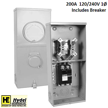O/H OR U/G 4 JAW COMBINATION METER BASE + 200A BREAKER