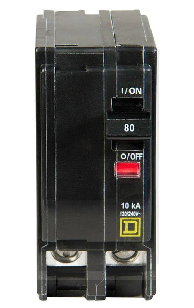 SQUARE D MINI CIRCUIT BREAKER 80A 2 POLE PLUG IN MOUNT QO280 TYPE QO