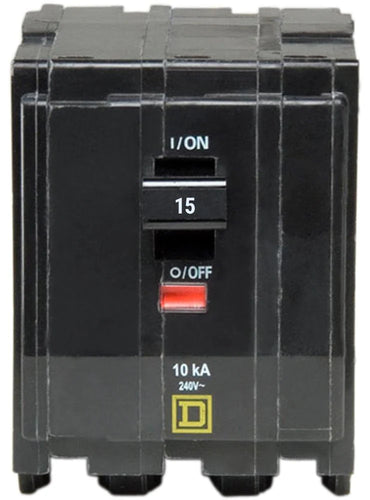 SQUARE D MINI CIRCUIT BREAKER 15A 3 POLE PLUG IN MOUNT QO315 TYPE QO