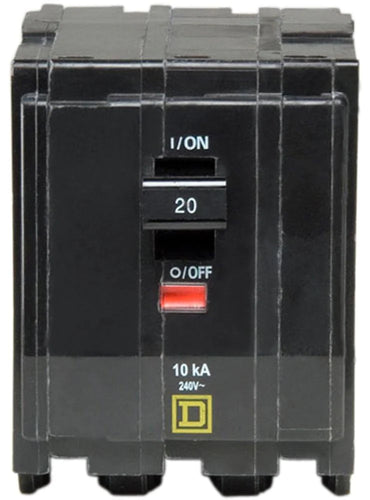 SQUARE D MINI CIRCUIT BREAKER 20A 3 POLE PLUG IN MOUNT QO320 TYPE QO