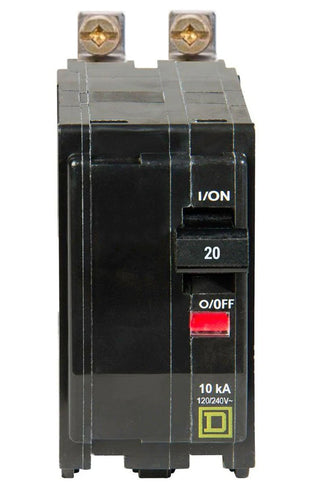 SQUARE D MINI CIRCUIT BREAKER 20A 2 POLE BOLT ON MOUNT QOB220 TYPE QOB