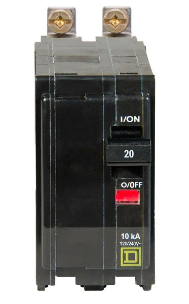 SQUARE D MINI CIRCUIT BREAKER 20A 2 POLE BOLT ON MOUNT QOB220 TYPE QOB