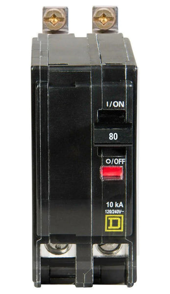 SQUARE D MINI CIRCUIT BREAKER 80A 2 POLE BOLT ON MOUNT QOB280 TYPE QOB