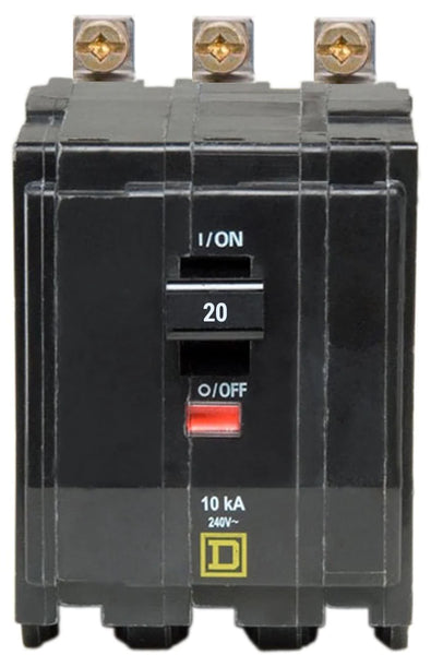 SQUARE D MINI CIRCUIT BREAKER 20A 3 POLE BOLT ON MOUNT QOB320 TYPE QOB