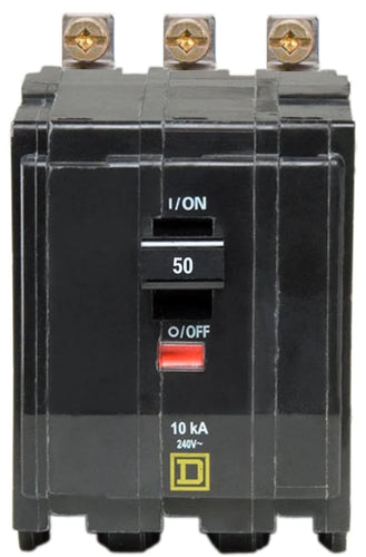 SQUARE D MINI CIRCUIT BREAKER 50A 3 POLE BOLT ON MOUNT QOB350 TYPE QOB