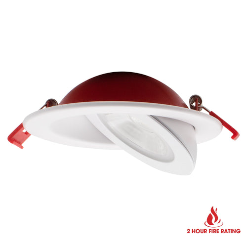 ORTECH FIRE RATED SLIM LED DIMMABLE FLOATING GIMBAL DOWNLIGHT 6", 15W 1000LMN, COLOUR SELECTABLE, 360 DEGREE ROTATION