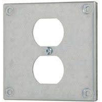8365 - 4'' SQUARE - SINGLE DUPLEX OUTLET - RAISED 3/8''-VISTA-VISTA-Default-Covalin Electrical Supply