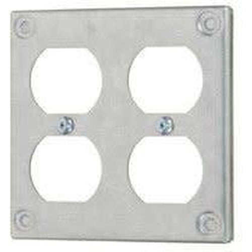 8371 - 4'' SQUARE - DOUBLE DUPLEX OUTLET - RAISED 3/8''-VISTA-VISTA-Default-Covalin Electrical Supply