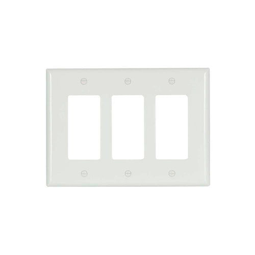 EATON THREE GANG DECORATIVE WHITE WALLPLATE