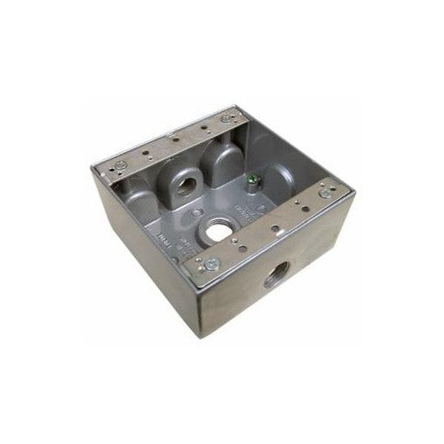 WEATHERPROOF BOX - TWO GANG 3 OUTLET HOLES 3/4"