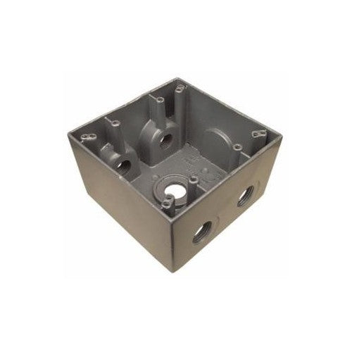 WEATHERPROOF BOX - TWO GANG DEEP 5 OUTLET HOLES 1/2"