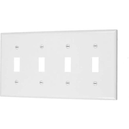 VISTA 4-GANG TOGGLE SWITCH PLATE - WHITE-VISTA-VISTA-Default-Covalin Electrical Supply