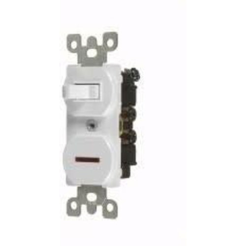 15A COMBINATION TOGGLE SWITCH & PILOT LIGHT - S.P. - WHITE-VISTA-VISTA-Default-Covalin Electrical Supply