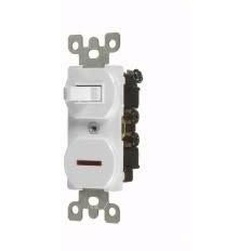 15A COMBINATION TOGGLE SWITCH & PILOT LIGHT - S.P. - WHITE-VISTA-VISTA-Default-Covalin Electrical Supply