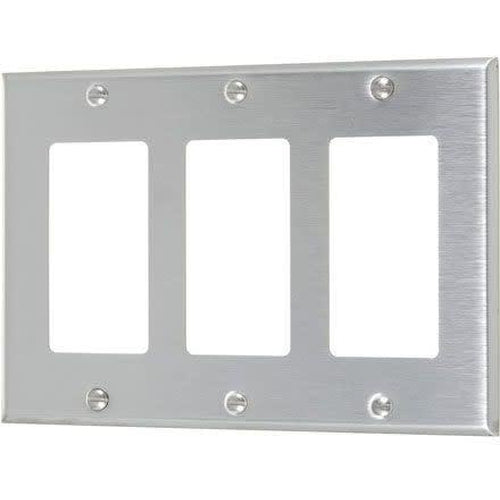 3-GANG DECORATOR PLATE #430 S.S GRADE-VISTA-VISTA-Default-Covalin Electrical Supply