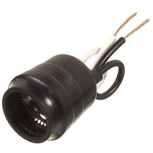 PIG-TAIL SOCKET W/6'' LEADS - BLACK RUBBER-VISTA-VISTA-Default-Covalin Electrical Supply