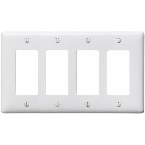 HUBBELL 4 GANG DECORATIVE WALL PLATE WHITE-HUBBELL-VAUGHAN-Default-Covalin Electrical Supply