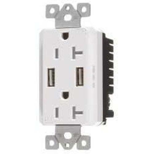VISTA 20A TAMPER RESISTANT - USB DECORATOR DUPLEX OUTLET - WHITE-VISTA-VISTA-Default-Covalin Electrical Supply
