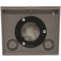 30-AMP 125/250-VOLT RAINTIGHT POWER INLET BOX WITH SPRING-LOADED FLIP LID