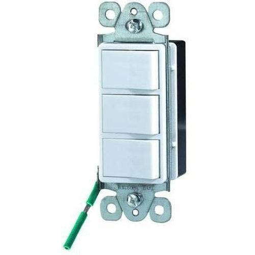 TRIPLE ROCKER SWITCH, SINGLE POLE, DECORATIVE-ORTECH-CROWN DISTRIBUTION-Default-Covalin Electrical Supply