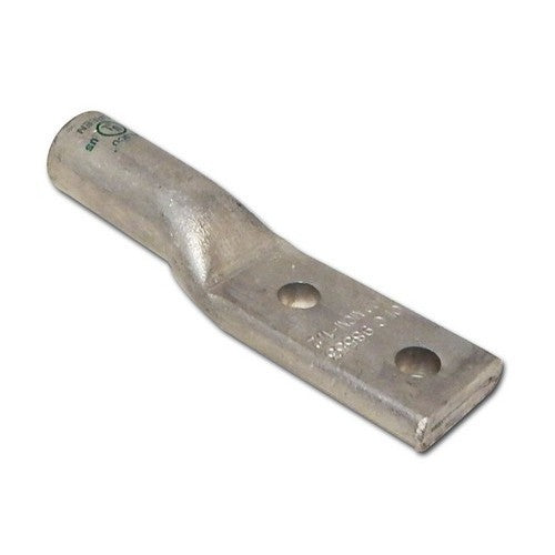 ALUMINUM LONG BARREL 2 HOLE COMPRESSION LUGS 4/0 - 1/2" STUD - DUAL RATED TWO HOLE COMPRESSION LUG FOR ALUMINUM OR COPPER CABLES
