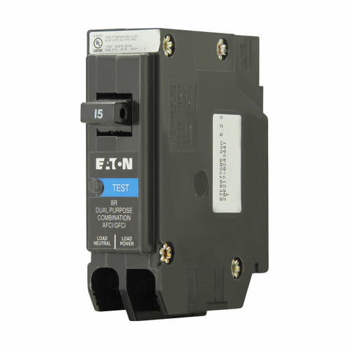 EATON CUTLER HAMMER 1 POLE 15A TYPE BR COMBO ARC-FAULT/GROUND-FAULT BREAKER BRP115DFC