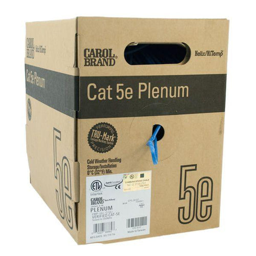 1000FT SOLID UTP CAT5E (350MHZ) NETWORK CABLE - FT6/CMP (PLENUM) - CAROL - BLUE