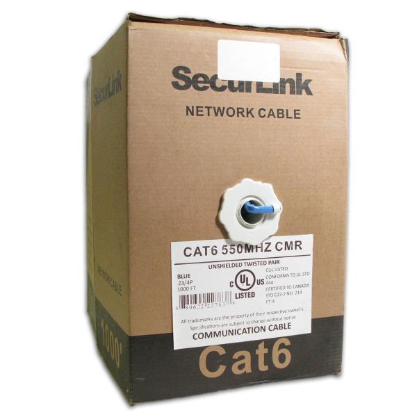 1000FT BLUE  SOLID UTP CAT6 (550MHZ) NETWORK CABLE - FT4/CMG - TECHCRAFT