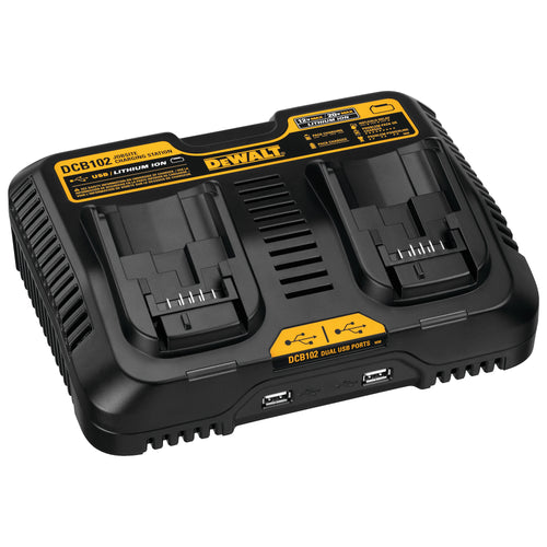 DEWALT 12V/20V MAX LI-ION DUAL PORT JOBSITE CHARGING STATION W/2 USB PORTS