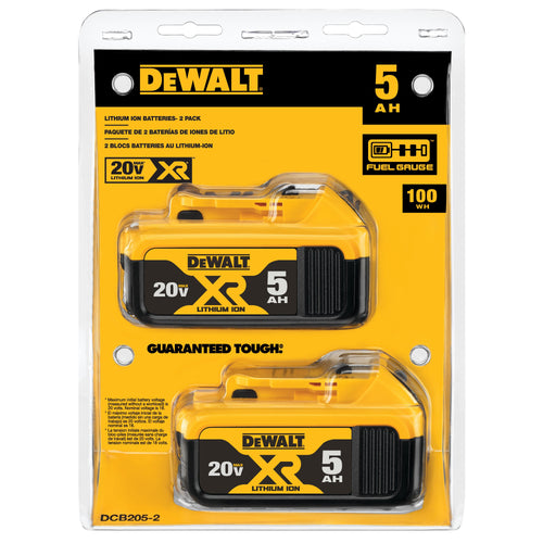 DEWALT 2 PACK 5.0AH 20V MAX XR HIGH CAPACITY LI-ION BATTERIES