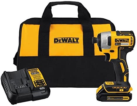 DEWALT 20V MAX LI-ION 1/4" IMPACT DRIVER W/ 1 BATTERY AND BAG KIT