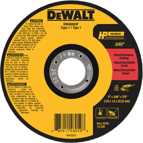 DEWALT 5 X .040 X 7/8 T1 HP CUT OFF WHEEL