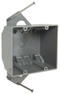 2-GANG GRAY PVC NEW WORK STANDARD SWITCH/OUTLET WALL ELECTRICAL BOX