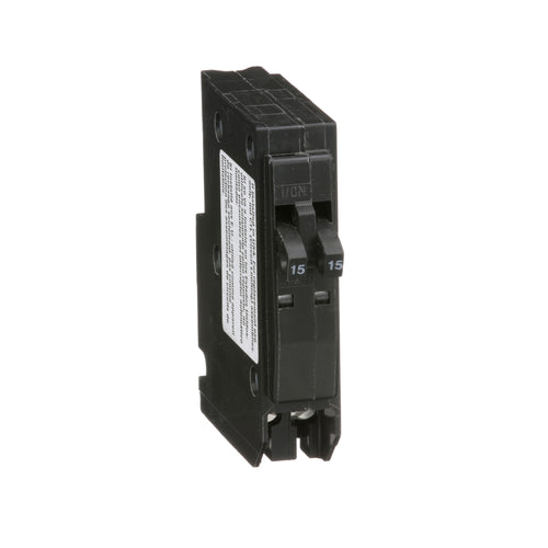 SQUARE D TANDEM MINI CIRCUIT BREAKER 15A/15A 1 POLE PLUG IN MOUNT QO1515 TYPE QO