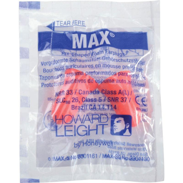 *EACH*  HOWARD LEIGHT MAX-1 EAR PLUGS DISPOSABLE, NRR 33, UNCORDED