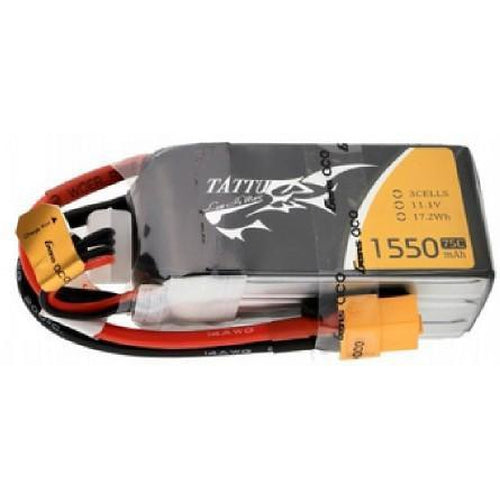 TATTU 1550MAH 11.1V 75C 3S1P LIPO BATTERY PACK WITH XT60 PLUG
