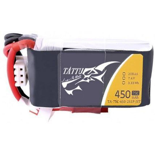 TATTU 450MAH 7.4V 75C 2S1P LIPO BATTERY PACK WITH JST-SYP PLUG