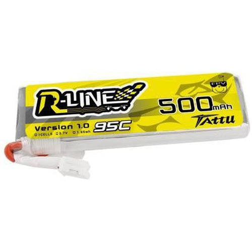 TATTU 500MAH 3.7V 95C 1S1P LIPO BATTERY PACK WITH JST-PHR PLUG