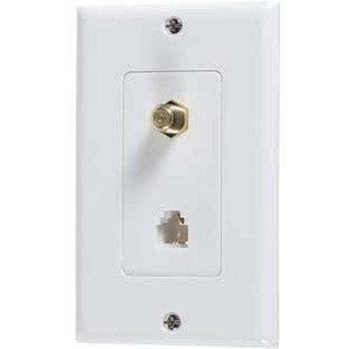 DECORATOR PHONE JACK W/PLATE - WHITE-VISTA-VISTA-Default-Covalin Electrical Supply