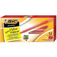 BIC Round Stic Extra Value Ballpoint Stick Pens, 1.0mm, Red, 12/Pack-BIC-STAPLES-Default-Covalin Electrical Supply